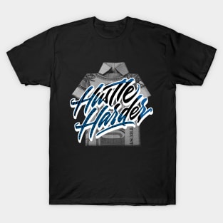 Hustle Harder Dark Marina Blue Sneaker Art T-Shirt